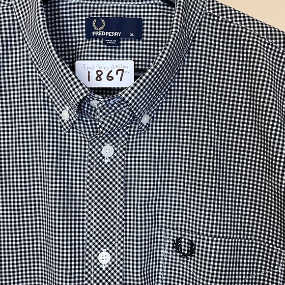 Fred Perry Gingham Check Cotton Button Down Long Sleeve Shirt - Men's Size XL - Picture 4 of 12